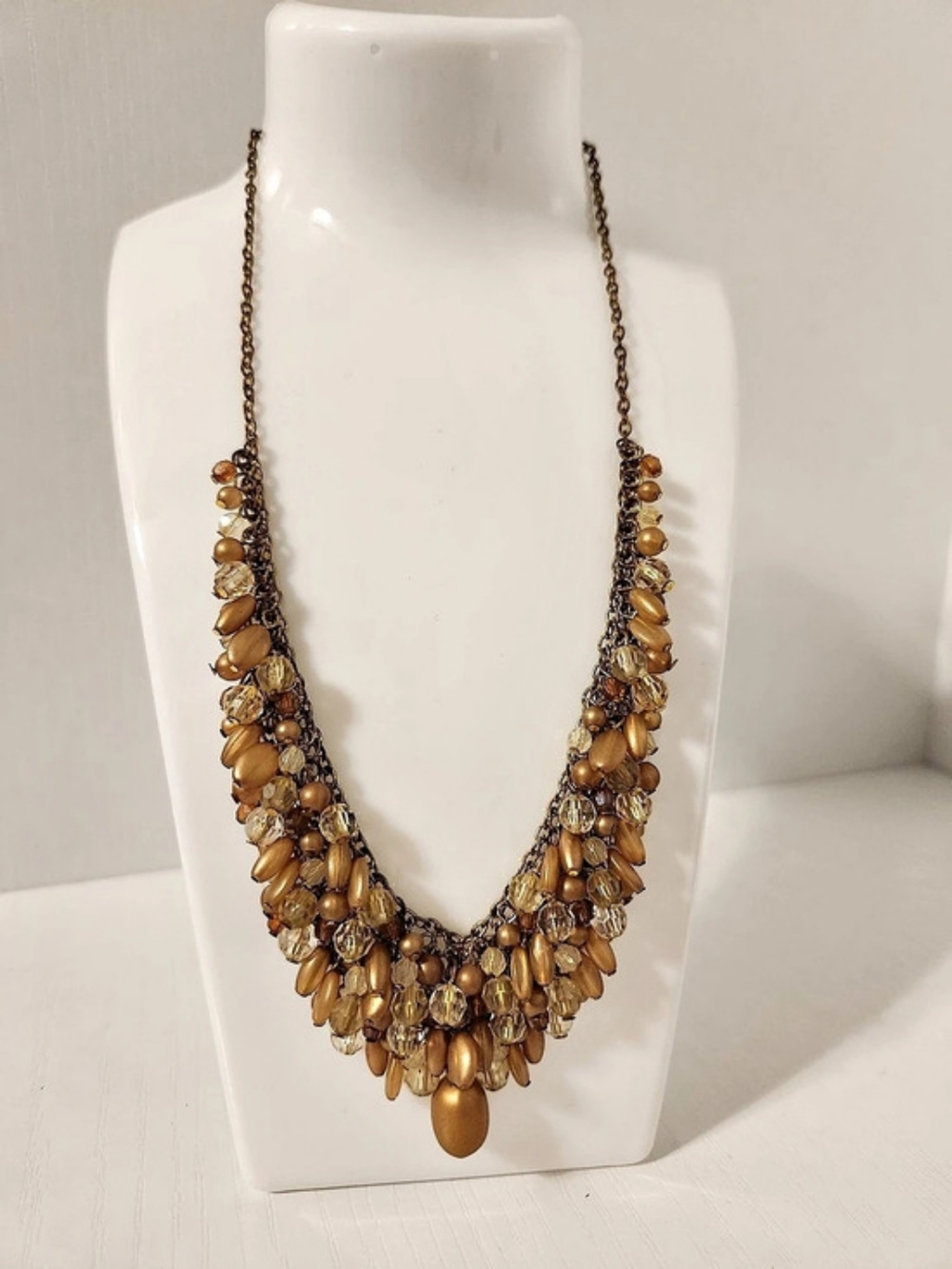 Premier Designs Layered Statement Necklace in Gold & Brown